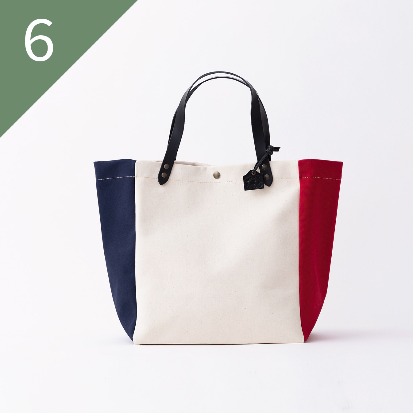 BEACH BAG TRICOLOUR LONG HANDLE コットンキャンバス バッグ